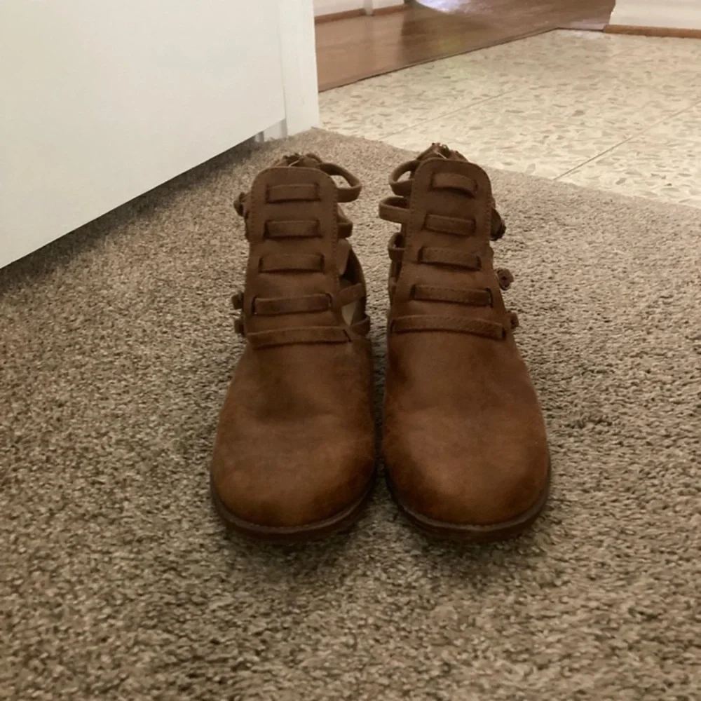 Women's Brown Strappy Booties - Picture 3 of 6
